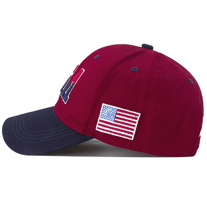 New America Flag Embroidery Baseball Cap Hat Unisex Hip Hop USA Caps