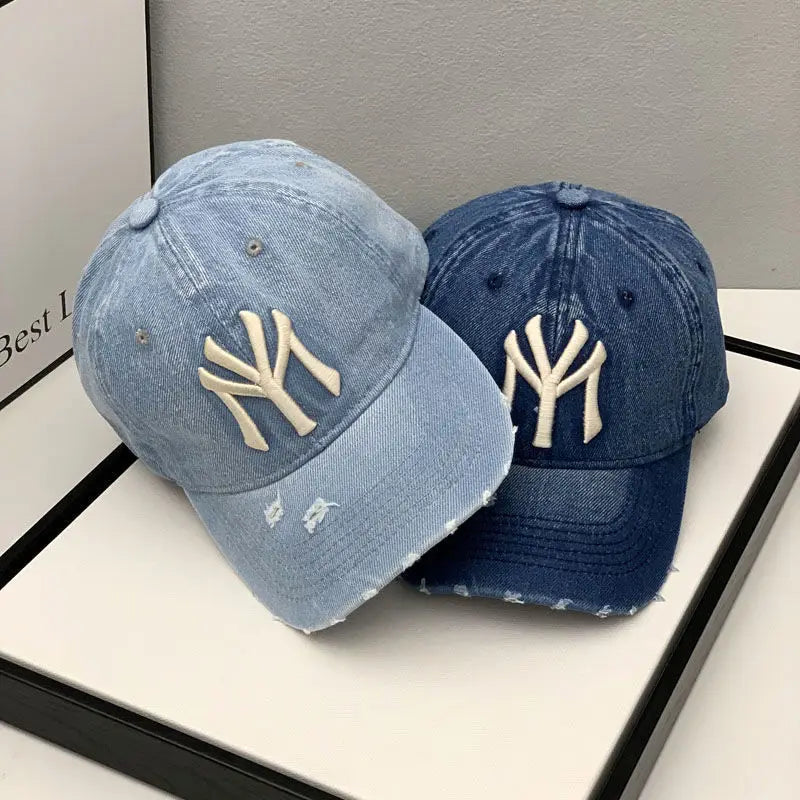 New Luxury Brand MY Embroidered Washed Denim Baseball Cap