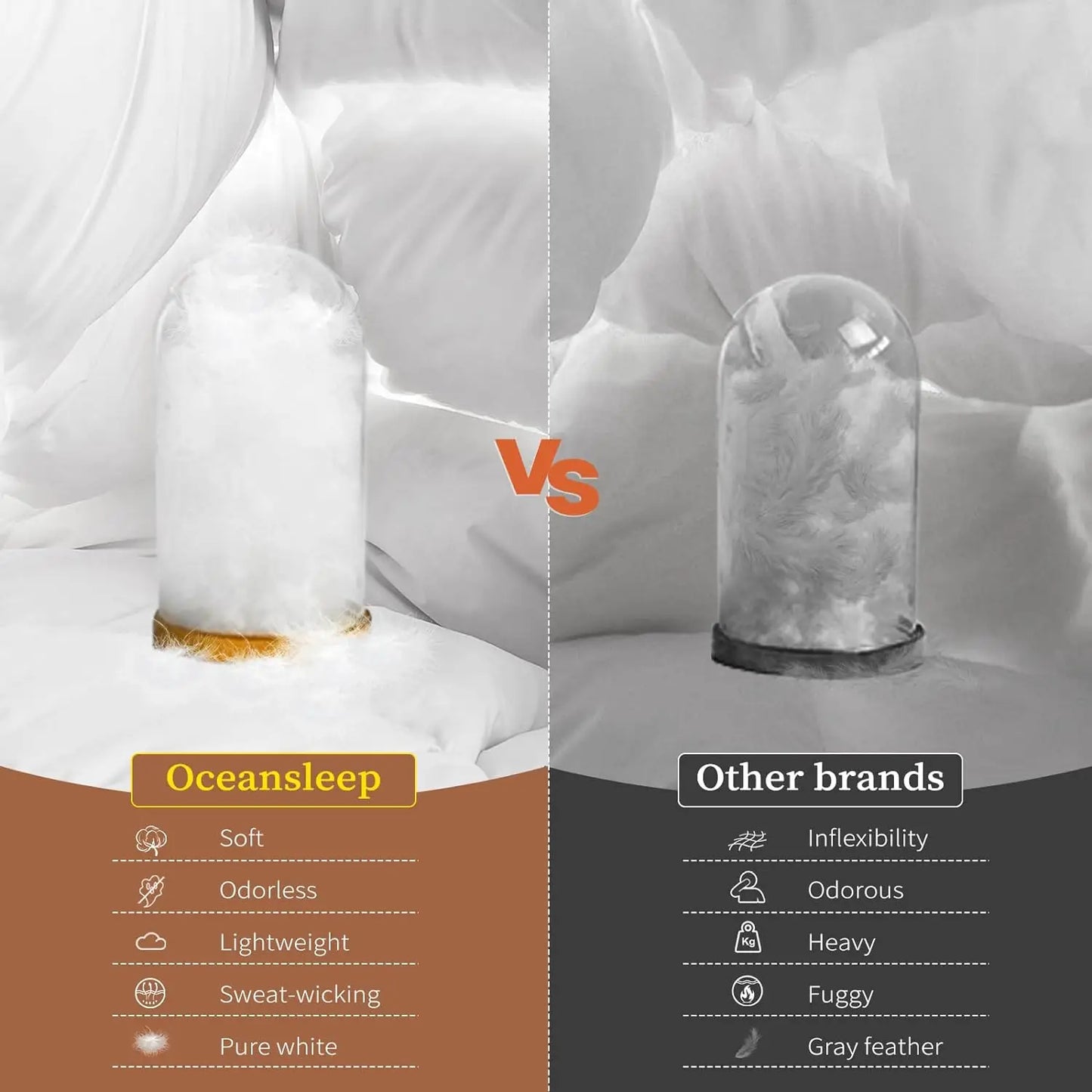 Goose Down Comforter King/Queen Size All Season White Fluffy Feather Duvet