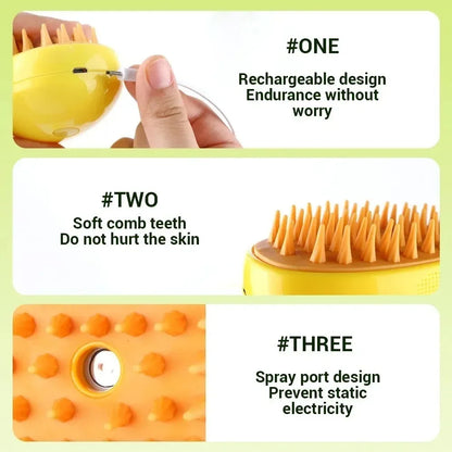 Cat & Dog Steamy Brush 3 in 1 Electric Sprays Massage Combs