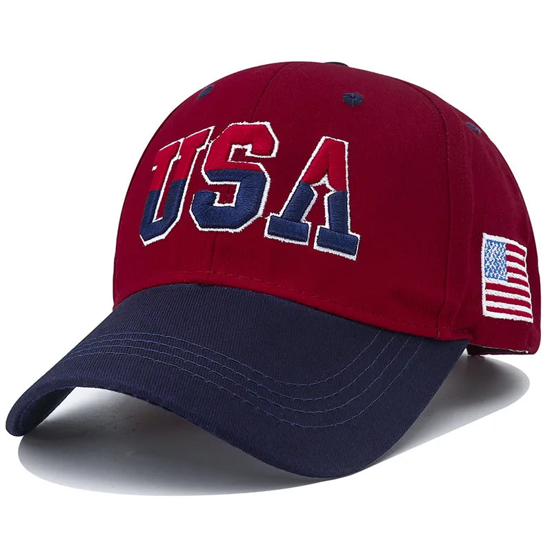 New America Flag Embroidery Baseball Cap Hat Unisex Hip Hop USA Caps