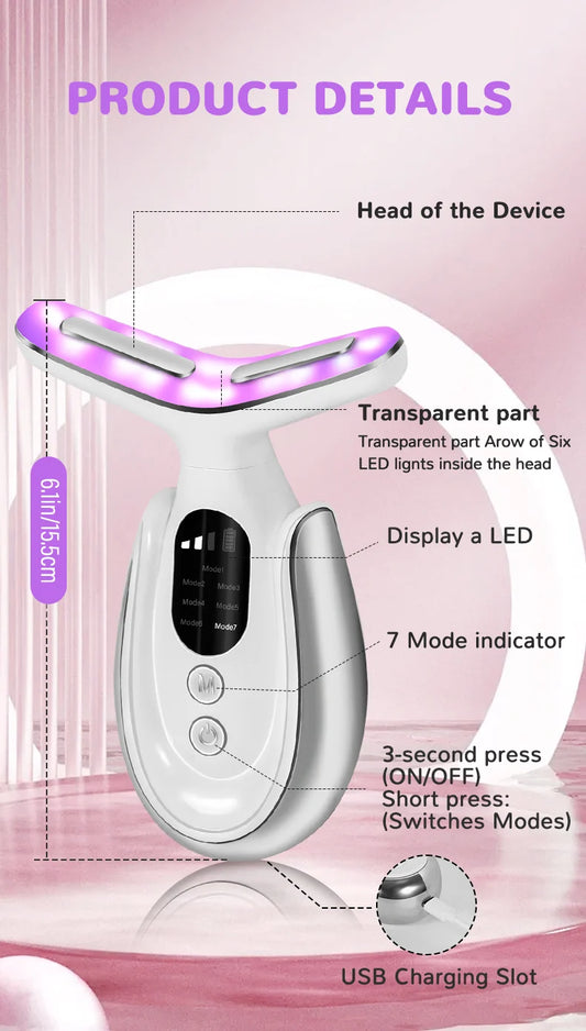 Newly upgraded 7-day multi-functional facial and neck beauty device with massage, thermal energy, vibration, EMS micro current 2