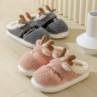 Christmas Shoes Winter Home Slippers Elk Soft Cozy Bedroom Slipper