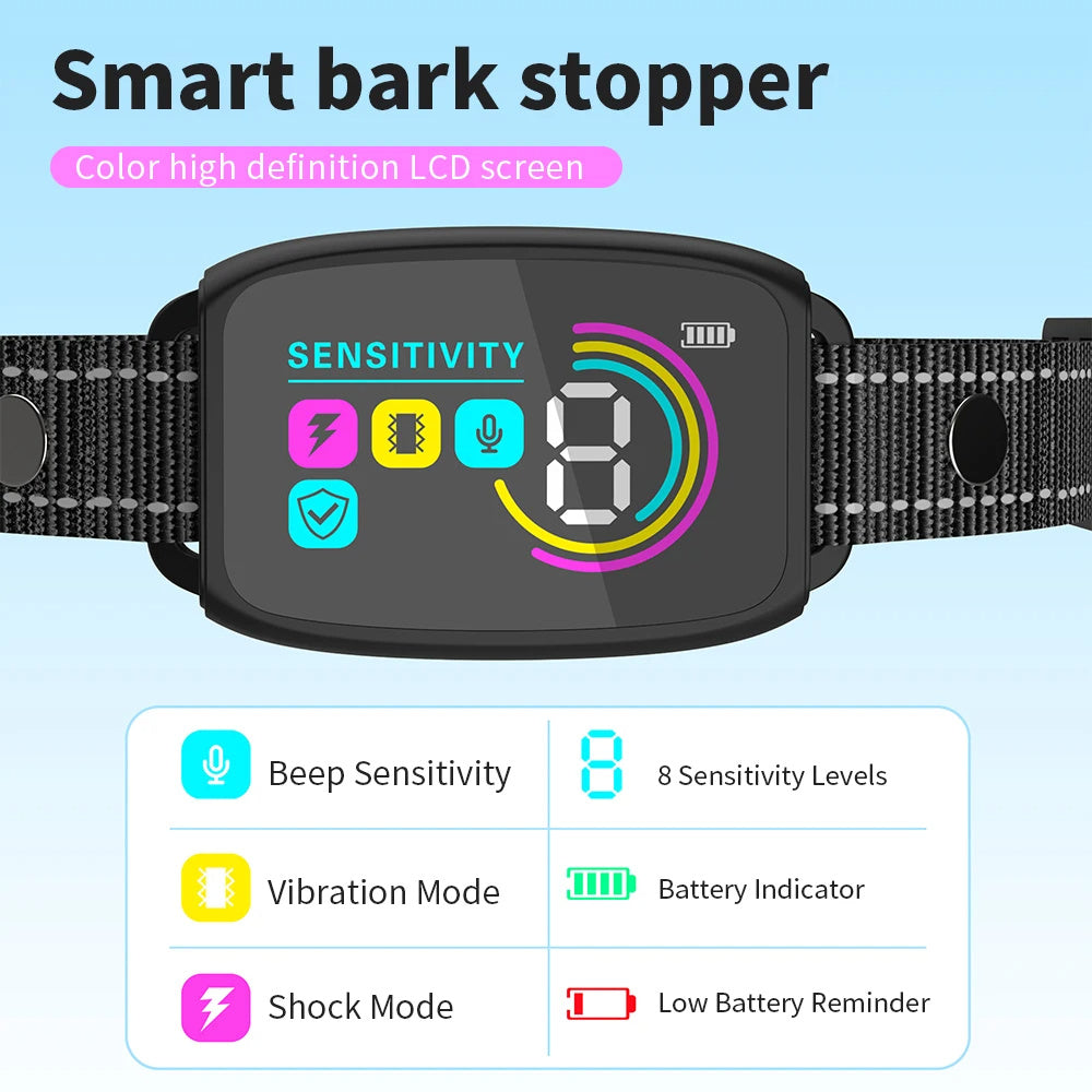 Smart Automatic Anti Barking Dog Collar Rechargeable Waterproof