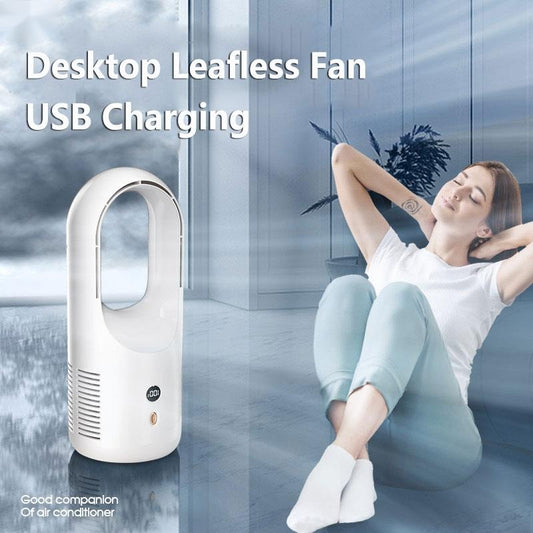 Fan Cooler Desktop Portable Usb Rechargable Air Cooling Fan Wireless Led Display Silent 360 Circulation