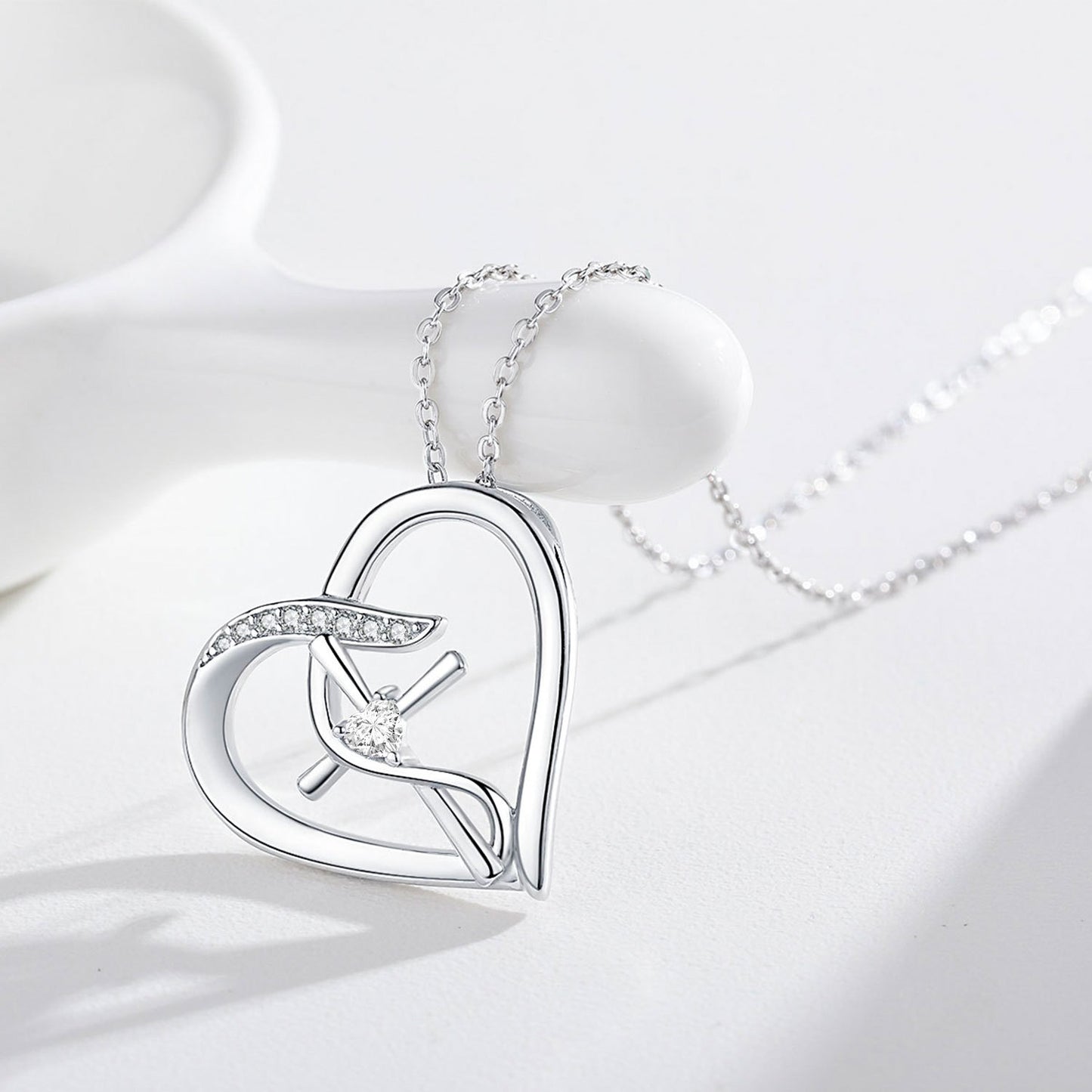 Cross Necklace for Women 925 Sterling Silver Love Heart Infinity