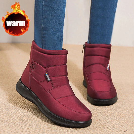 Ankle Boots For Women Non-slip Waterproof Snow Boots Flat Heels Warm Shoes