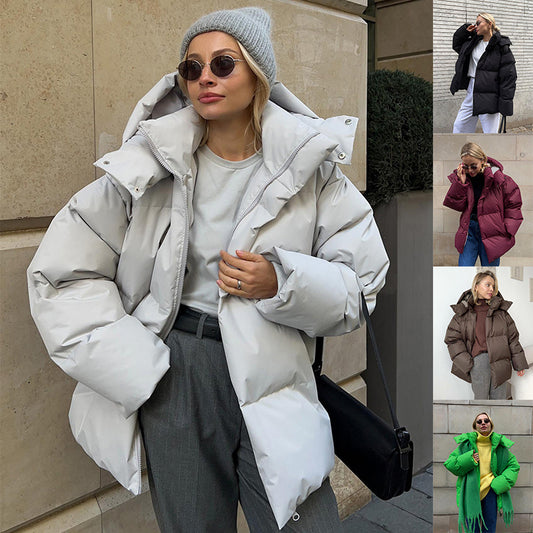 Fashion Coat With Removable Hood Cotton Jacket Winter Warm Windproof