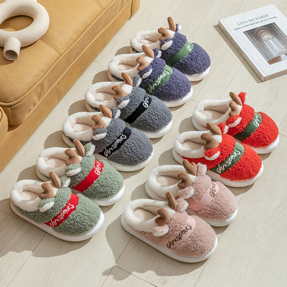 Christmas Shoes Winter Home Slippers Elk Soft Cozy Bedroom Slipper